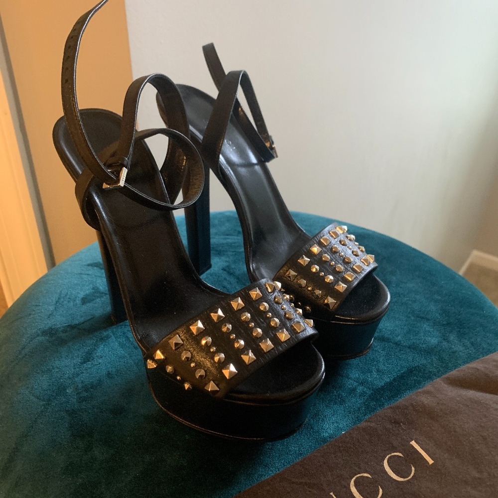 Authentic Gucci Studded leather heels Size 7.5